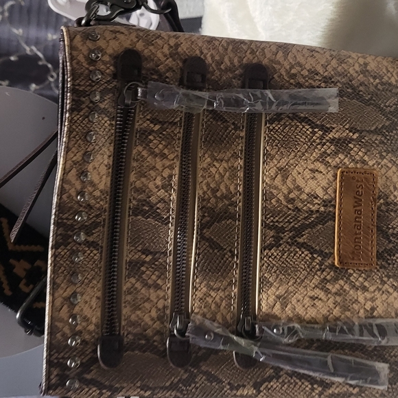 Montana West Brown Crossbody Bag with Snakeskin Print - Picture 10 of 11